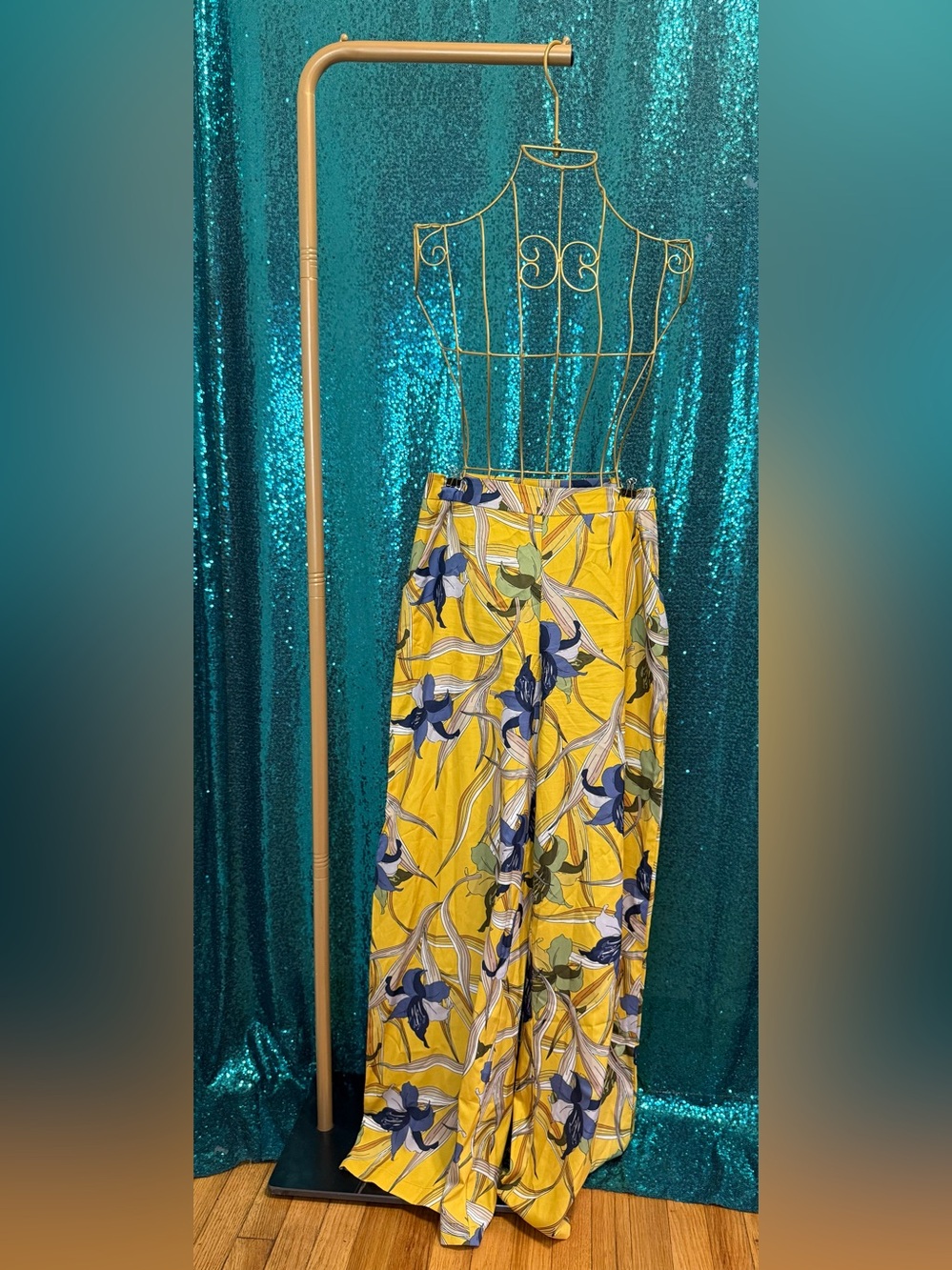 Charlotte Russe Yellow Floral Print Pants